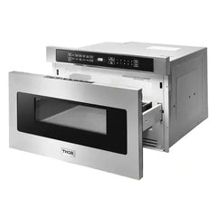 Thor Kitchen Package - 36 in. Propane Gas Range, Range Hood, Microwave Drawer, Refrigerator, Dishwasher, Wine Cooler - The Home Selection