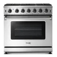 Thor Kitchen Package - 36 in. Propane Gas Range, Range Hood - The Home Selection