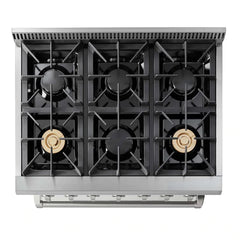 Thor Kitchen Package - 36 In. Propane Gas Range, Refrigerator with Water and Ice Dispenser, Dishwasher - The Home Selection
