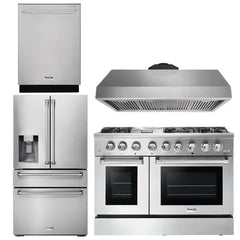 Thor Kitchen Package - 48 In. Gas Burner, Electric Oven Range, Range Hood, Refrigerator, Dishwasher - The Home Selection