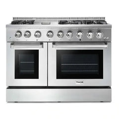 Thor Kitchen Package - 48 in. Gas Burner/Electric Oven Range, Range Hood, Microwave Drawer - The Home Selection
