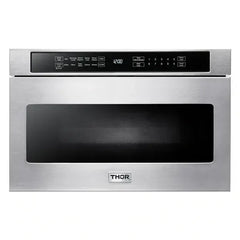 Thor Kitchen Package - 48 in. Gas Range, Range Hood, Dishwasher, Refrigerator with Water and Ice Dispenser, Microwave Drawer - The Home Selection