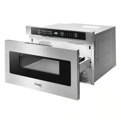 Thor Kitchen Package - 48 in. Gas Range, Range Hood, Dishwasher, Refrigerator with Water and Ice Dispenser, Microwave Drawer - The Home Selection