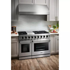 Thor Kitchen Package - 48 in. Gas Range, Range Hood, Refrigerator, Dishwasher, Wine Cooler, Microwave - The Home Selection