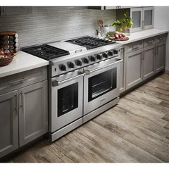 Thor Kitchen Package - 48 in. Propane Gas Range, Dishwasher, Refrigerator with Water and Ice Dispenser, Microwave Drawer - The Home Selection