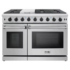 Thor Kitchen Package - 48 in. Propane Gas Range, Range Hood, Refrigerator, Dishwasher, Wine Cooler, Microwave - The Home Selection
