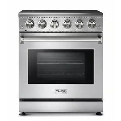 Thor Kitchen Package - Professional 30 inch Electric Range, Range Hood, Counter-Depth Refrigerator with Water and Ice Dispenser, Dishwasher - The Home Selection