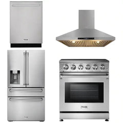 Thor Kitchen Package - Professional 30 inch Electric Range, Range Hood, Counter-Depth Refrigerator with Water and Ice Dispenser, Dishwasher - The Home Selection