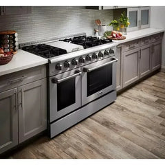 Thor Kitchen Professional Package - 48 in. Gas Range, Refrigerator with Water and Ice Dispenser, Dishwasher, Microwave Drawer - The Home Selection
