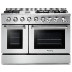 Thor Kitchen Professional Package - 48 in. Gas Range, Refrigerator with Water and Ice Dispenser, Dishwasher - The Home Selection