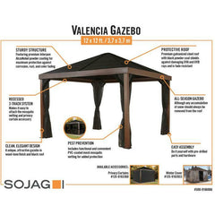 Sojag Valencia Gazebo Wood Finish 12 x 12 ft. - 500-9166606