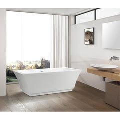 Vanity Art 59" Freestanding Bathtub – Overflow W/Chrome Finish and Adjustable Leveling Leg - VA6817 - The Home Selection