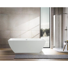 Vanity Art 59" Freestanding Bathtub – Overflow W/Chrome Finish and Adjustable Leveling Legs - VA6821 - The Home Selection