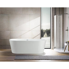 Vanity Art 68" Acrylic Flatbottom Freestanding Soaking Bathtub in White - VA6815-L - The Home Selection