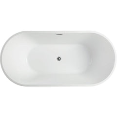 Vanity Art 68" Acrylic Flatbottom Freestanding Soaking Bathtub in White - VA6815-L - The Home Selection