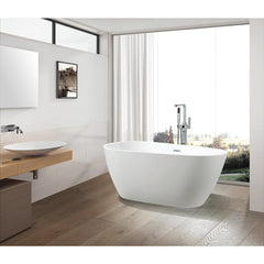 Vanity Art 68" Acrylic Flatbottom Freestanding Soaking Bathtub in White - VA6815-L - The Home Selection
