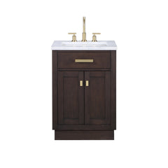Water Creation - 24" Chestnut Single Sink Carrara White Marble Countertop Vanity In Brown Oak - 732030764545 - The Home Selection