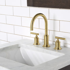 Water Creation 24" Chestnut Single Sink Carrara White Marble Countertop Vanity In Brown Oak with Grooseneck Faucet - CH24CW06BK-000BL1406 - The Home Selection