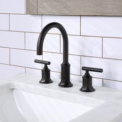 Water Creation 24" Chestnut Single Sink Carrara White Marble Countertop Vanity In Grey Oak with Grooseneck Faucet - CH24CW03GK-000BL1403 - The Home Selection