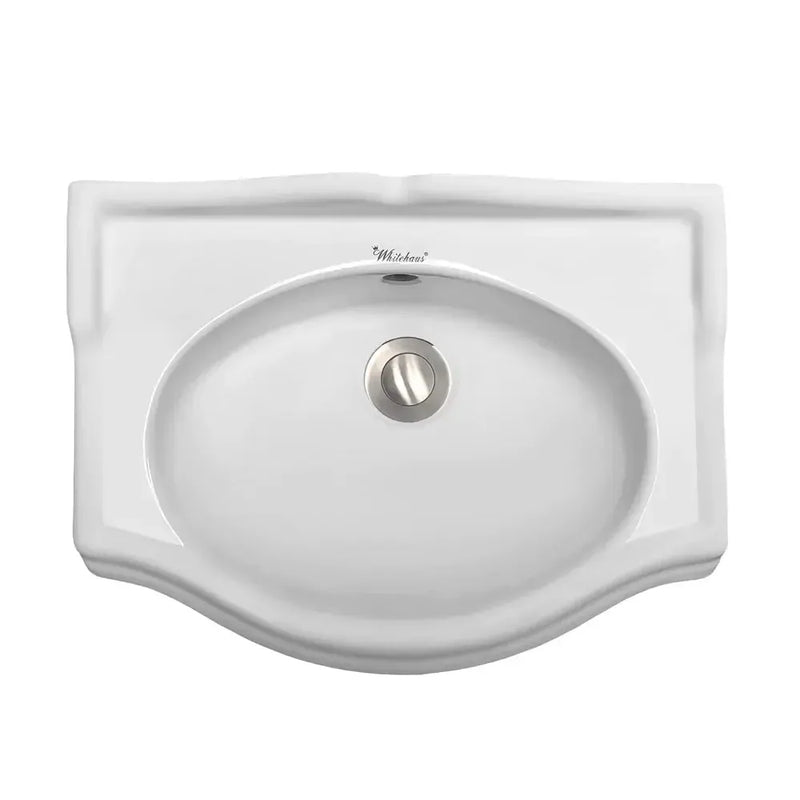 Whitehaus 14″ Isabella Collection Small Rectangular Wall Mount Basin with Integrated Oval Bowl – AR035-C - The Home Selection