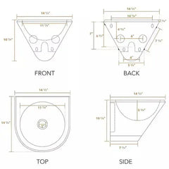 WHITEHAUS 14″ Noah’s Collection Brushed Stainless Steel Commercial Single Bowl Wall Mount Wash Basin - WHNCB1515 - The Home Selection