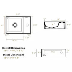 Whitehaus 15″ Britannia Rectangular Wall Mount Basin with Right Single Hole Drill – B-AG40 - The Home Selection