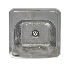 WHITEHAUS 15″ Decorative Square Drop-In Entertainment/Prep Sink with a Hammered Texture Bowl and Mirrored Finish Ledge - WH692ABB - The Home Selection