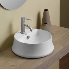Whitehaus 16″ Britannia Round above Mount Basin with Single Faucet Hole Drill – B-SH03 - The Home Selection