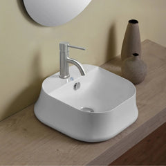 Whitehaus 16″ Britannia Square above Mount Basin with Single Faucet Hole Drill – B-SH07 - The Home Selection