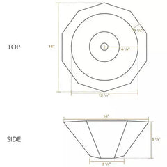 WHITEHAUS 16″ Copperhaus Decagon Shaped above Mount Copper Bathroom Basin with Smooth Texture and 1 1/2″ Center Drain - WHOCTDWV16-OCS - The Home Selection