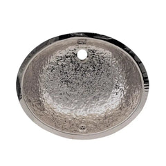 WHITEHAUS 18″ Decorative Oval Hammered Textured Undermount Basin with Overflow - WH920ABB - The Home Selection