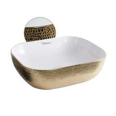 WHITEHAUS 18" Isabella Plus Collection Rectangular Above mount Basin with an Embossed Exterior, Smooth Interior, and Center Drain - WH71333 - The Home Selection