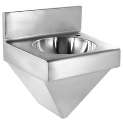 WHITEHAUS 18″ Noah’s Collection Brushed Stainless Steel Commercial Single Bowl Wall Mount Wash Basin - WHNCB1815 - The Home Selection
