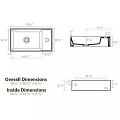 WHITEHAUS 19″ Britannia Rectangular Wall Mount Basin with Right Single Hole Drill – B-AG50 - The Home Selection