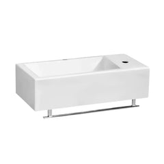 WHITEHAUS 19″ Isabella Collection Small Wall Mount Basin with Crome Towel Bar and Center Drain – WH1-114 - The Home Selection