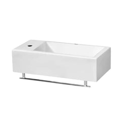 WHITEHAUS 19″ Isabella Collection Small Wall Mount Basin with Crome Towel Bar and Center Drain – WH1-114 - The Home Selection