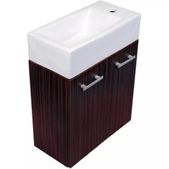 WHITEHAUS 19″ Wall Mount Double Door Vanity in Espresso Complete with a White Basin – WH114 - The Home Selection