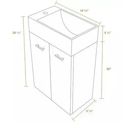 WHITEHAUS 19″ Wall Mount Double Door Vanity in Espresso Complete with a White Basin – WH114 - The Home Selection