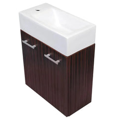 WHITEHAUS 19″ Wall Mount Double Door Vanity in Espresso Complete with a White Basin – WH114 - The Home Selection
