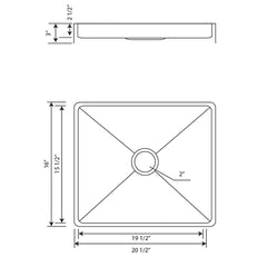 WHITEHAUS 20" NOAH PLUS 18 GAUGE, RECTANGULAR ABOVE MOUNT BATH BASIN SET - WHNPL1578 - The Home Selection