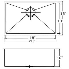 WHITEHAUS 20″ Noah’s Collection Brushed Stainless Steel Commercial Single Bowl Undermount Sink - WHNCM2015 - The Home Selection