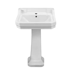 WHITEHAUS 21″ Isabella Collection Traditional Pedestal with Integrated Rectangular Bowl, Backsplash, Dual Soap Ledges, Decorative Trim and Overflow – B112M-P - The Home Selection