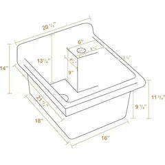 WHITEHAUS 21" Vitreous China Single Bowl, Drop-In Sink with Wire Basket and 3 ½ Inch Off Center Drain - WH474-53 - The Home Selection