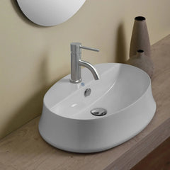 WHITEHAUS 23″ Britannia Oval above Mount Basin with Single Faucet Hole Drill – B-SH05 - The Home Selection