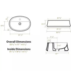WHITEHAUS 23″ Britannia Oval above Mount Basin with Single Faucet Hole Drill – B-SH05 - The Home Selection