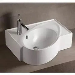 WHITEHAUS 23″ Isabella Collection Rectangular Wall Mount Bathroom Basin with an Integrated Oval Bowl, Overflow, Single Faucet Hole and Rear Center Drain - WHKN1129 - The Home Selection