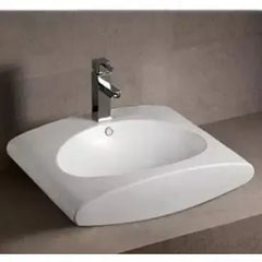 WHITEHAUS 23″ Isabella Collection Rectangular Wall Mount Bathroom Basin with Integrated Oval Bowl, Overflow, Single Faucet Hole and Rear Center Drain - WHKN1098 - The Home Selection