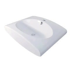 WHITEHAUS 23″ Isabella Collection Rectangular Wall Mount Bathroom Basin with Integrated Oval Bowl, Overflow, Single Faucet Hole and Rear Center Drain - WHKN1098 - The Home Selection