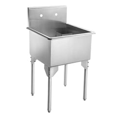 WHITEHAUS 23″ Pearlhaus Stainless Steel Small Square, Single Bowl Freestanding Utility Sink - WHLS2020-NP - The Home Selection