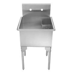WHITEHAUS 23″ Pearlhaus Stainless Steel Small Square, Single Bowl Freestanding Utility Sink - WHLS2020-NP - The Home Selection